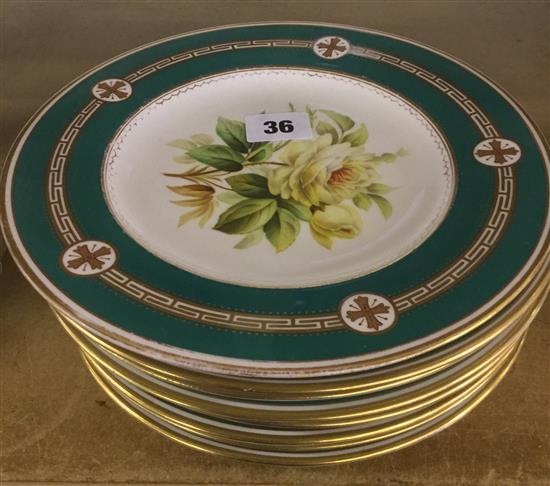 10 hand painted floral plates